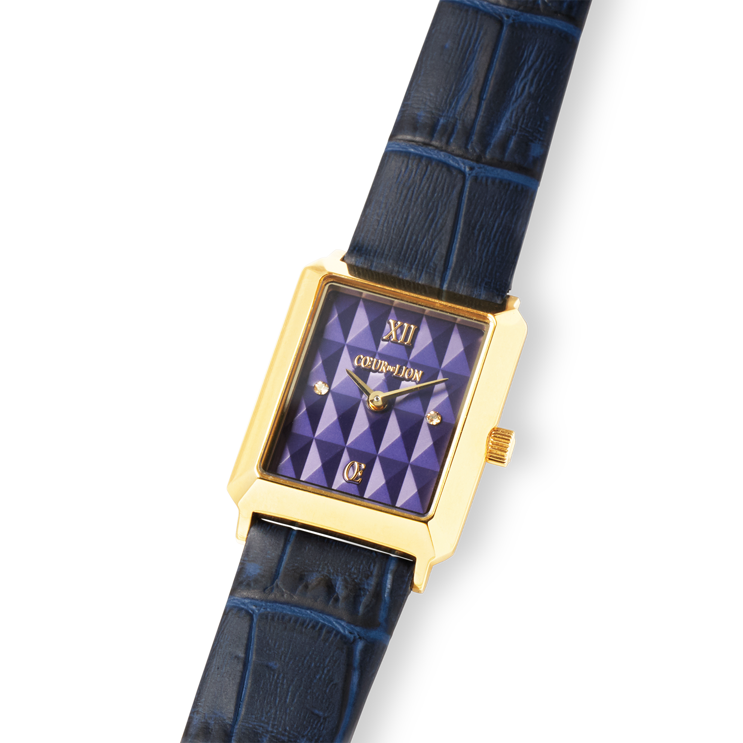 Uhr Iconic Spikes Armband Leder Midnight Blue Gold von COEUR DE LION – im Set mit passenden Schmuckstücken