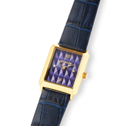 Uhr Iconic Spikes Armband Leder Midnight Blue Gold von COEUR DE LION – im Set mit passenden Schmuckstücken