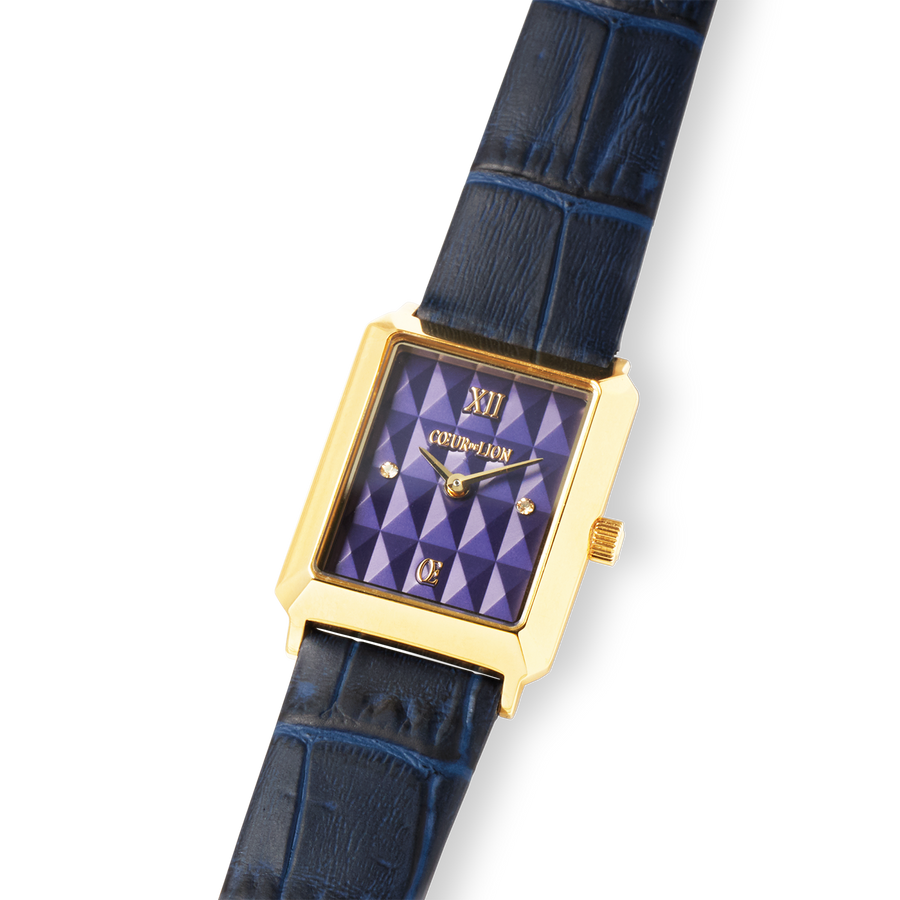 Uhr Iconic Spikes Armband Leder Midnight Blue Gold