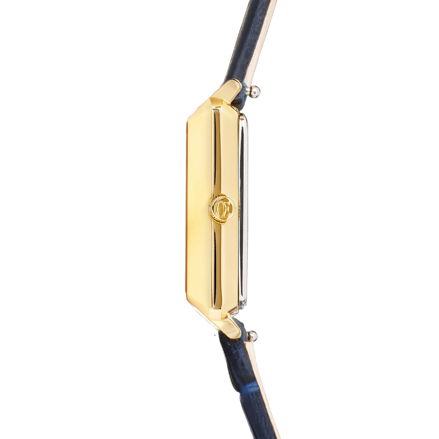 Uhr Iconic Spikes Armband Leder Midnight Blue Gold