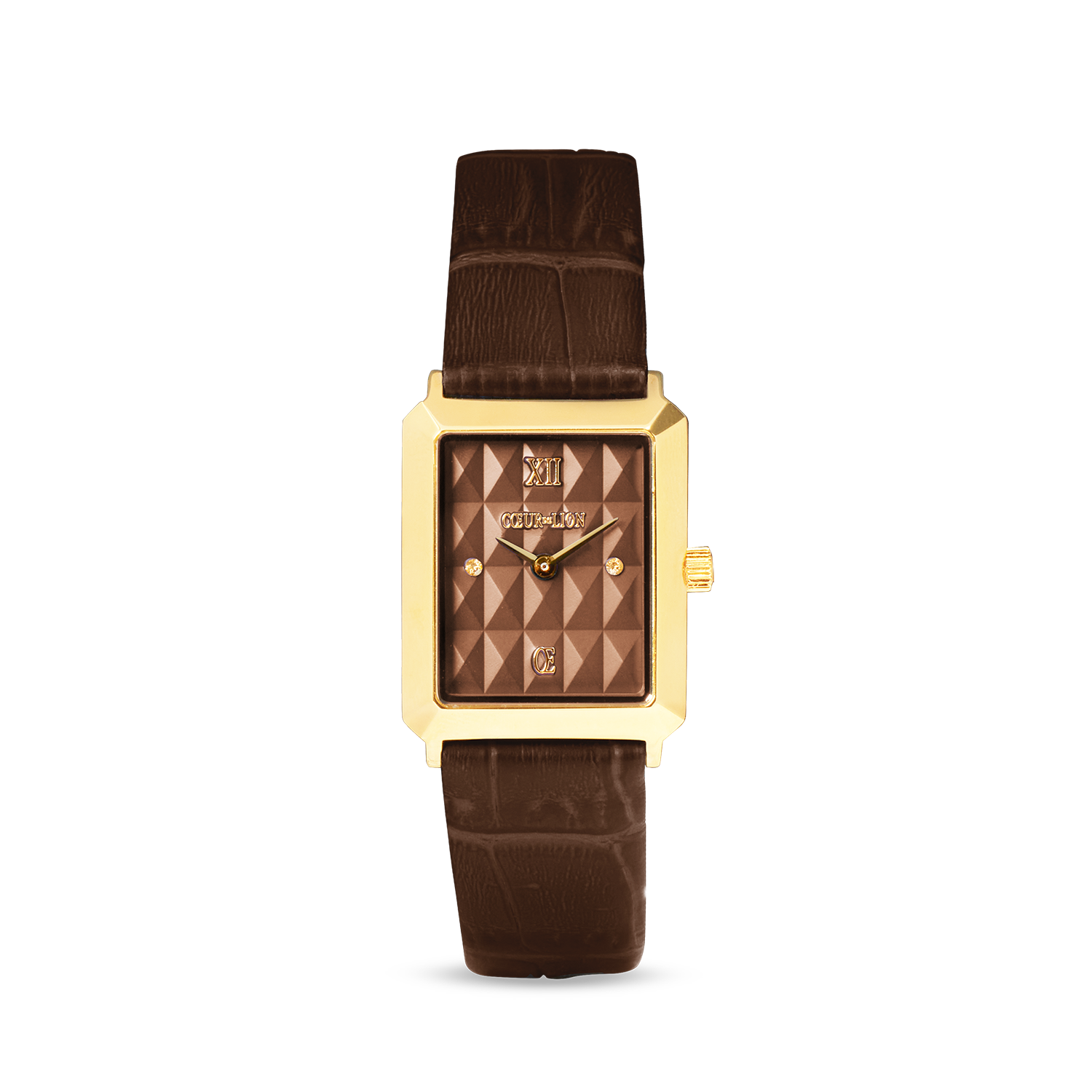 Uhr Iconic Spikes Armband Leder Mocha Mousse Gold von COEUR DE LION