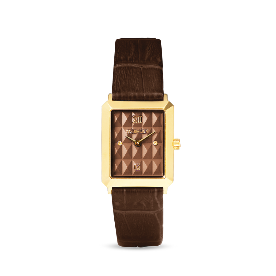 Uhr Iconic Spikes Armband Leder Mocha Mousse Gold