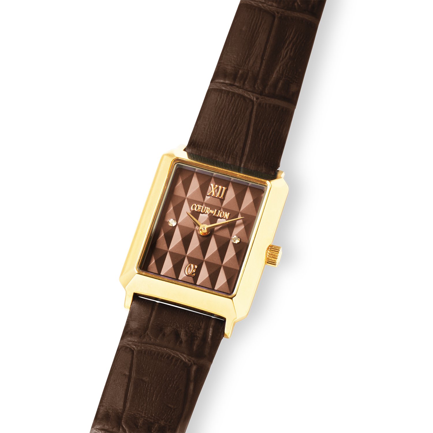 Uhr Iconic Spikes Armband Leder Mocha Mousse Gold von COEUR DE LION – im Set mit passenden Schmuckstücken