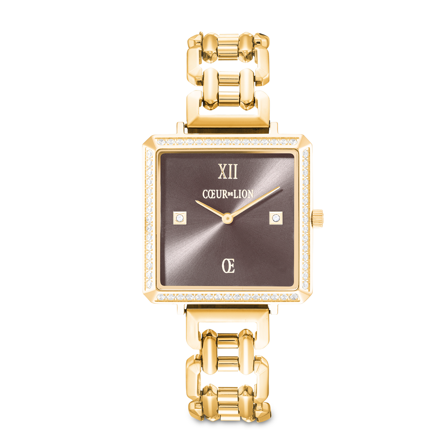 Uhr Iconic Cube Sparkling Mystic Mocca Statement gold von COEUR DE LION