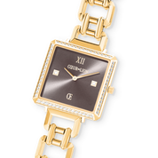 Uhr Iconic Cube Sparkling Mystic Mocca Statement gold von COEUR DE LION – im Set mit passenden Schmuckstücken
