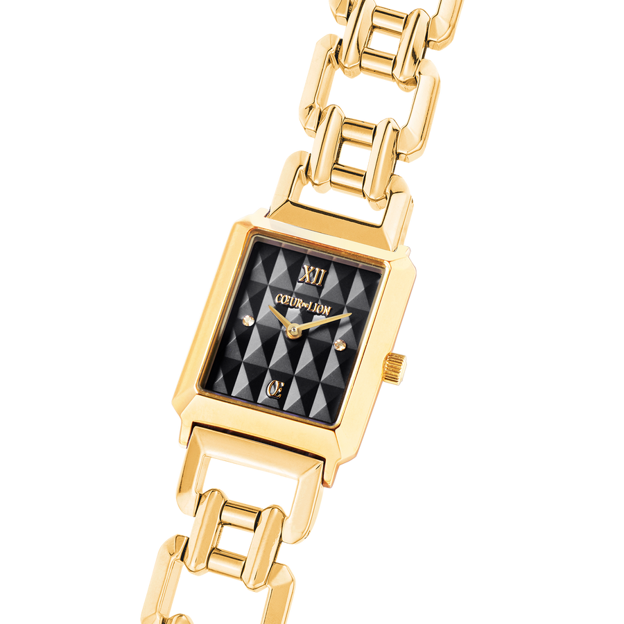 Uhr Iconic Spikes Schwarz Statement Gold