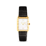 Uhr Iconic Waves Gold Leder Schwarz-Weiß