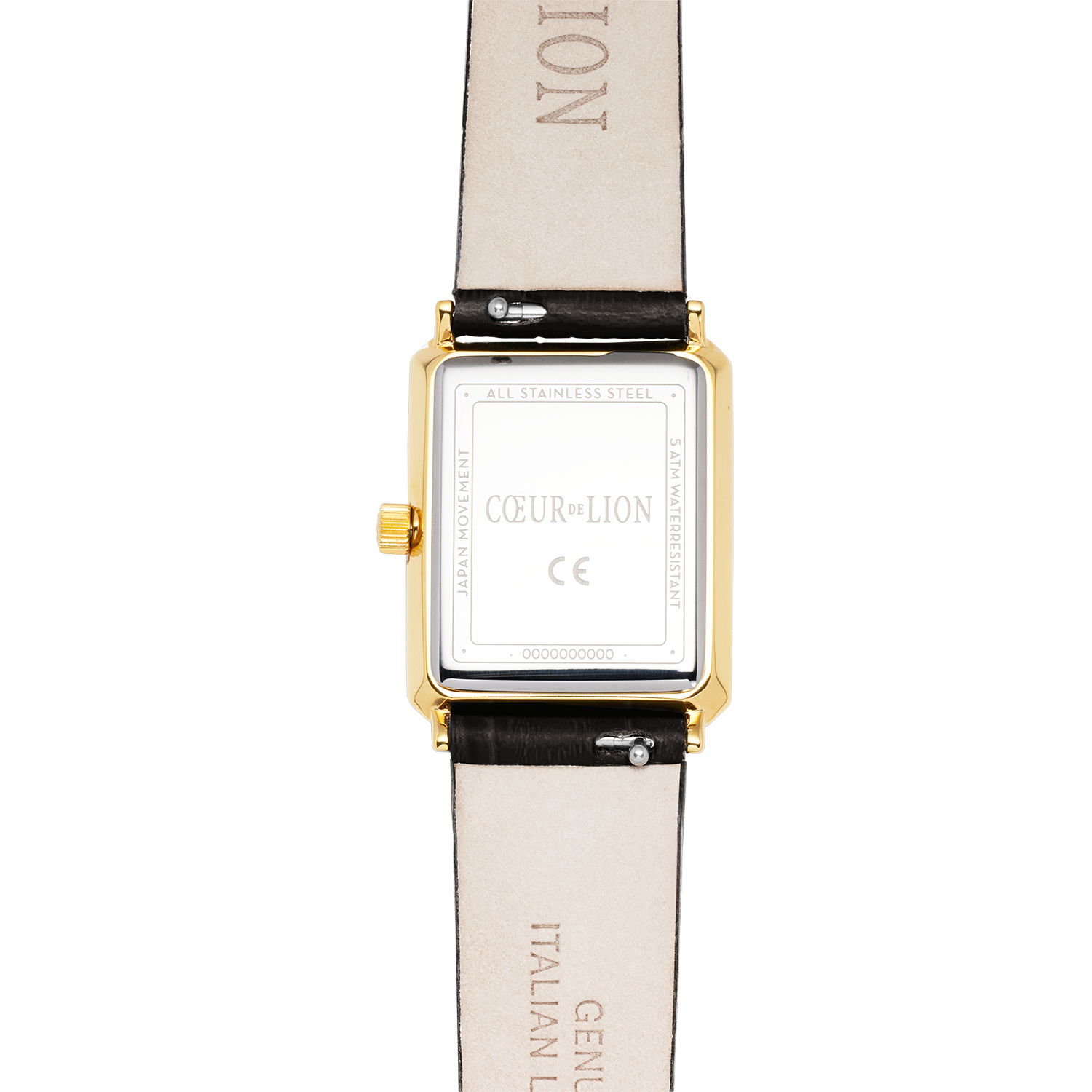 Uhr Iconic Waves Gold Leder Schwarz-Weiß