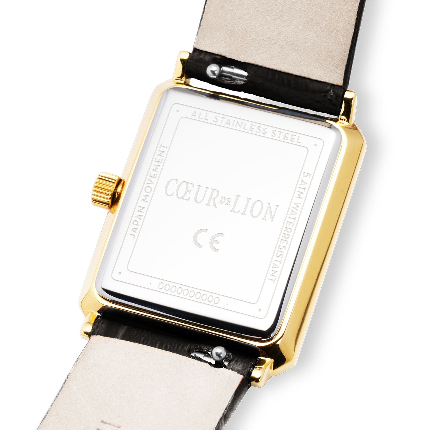 Uhr Iconic Waves Gold Leder Schwarz-Weiß