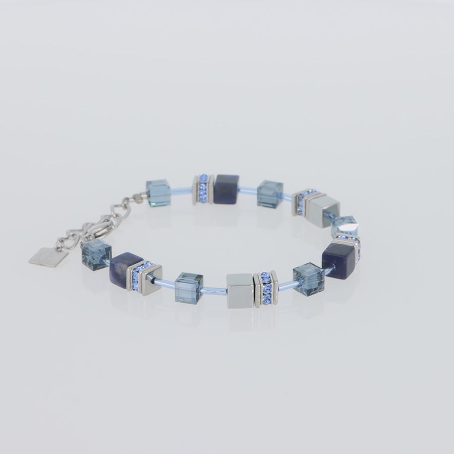 GeoCUBE® Armband Sodalith & Hämatit blau