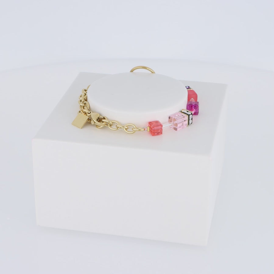 GeoCUBE® Iconic Chain Armband gold-magenta