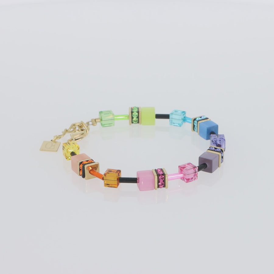 GeoCUBE® Armband multicolor rainbow gold