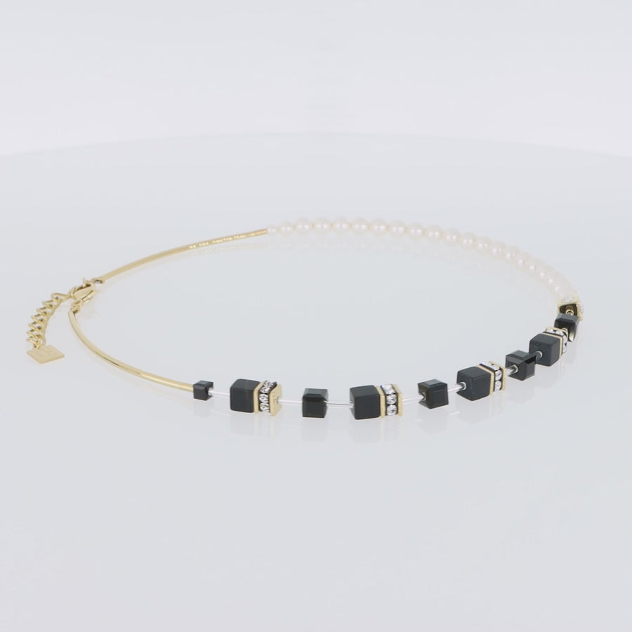 GeoCUBE® Precious Fusion Pearls Halskette schwarz-gold