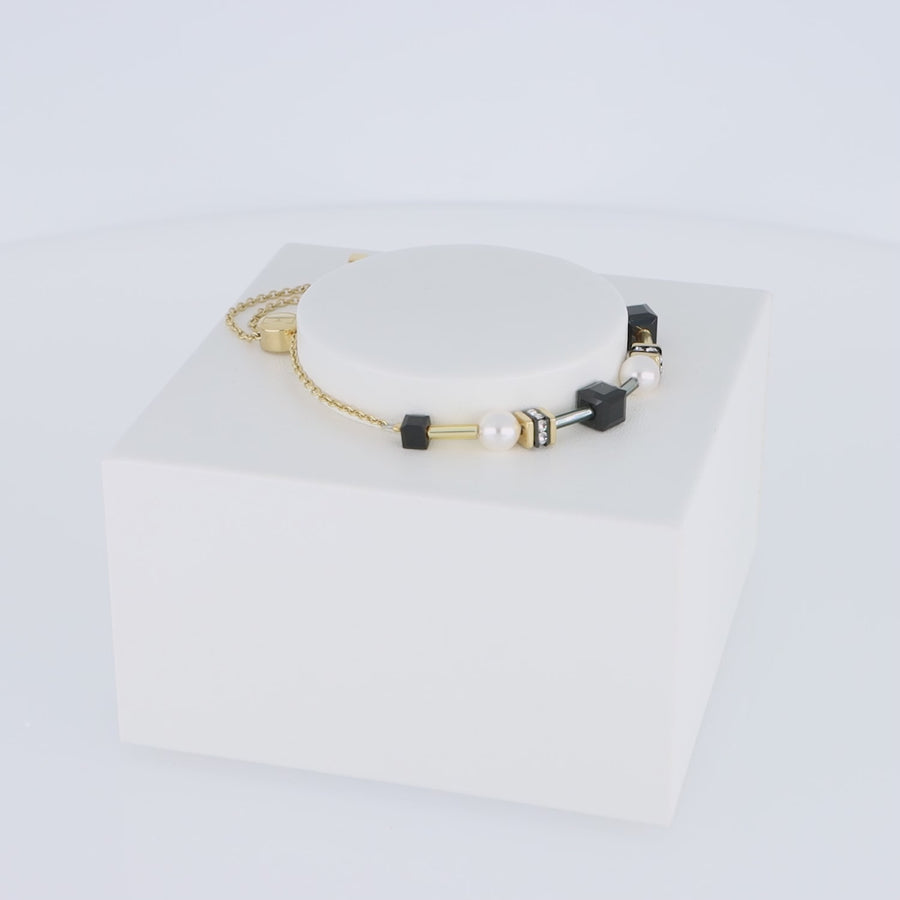 Armband Mysterious Cubes & Pearls gold-schwarz
