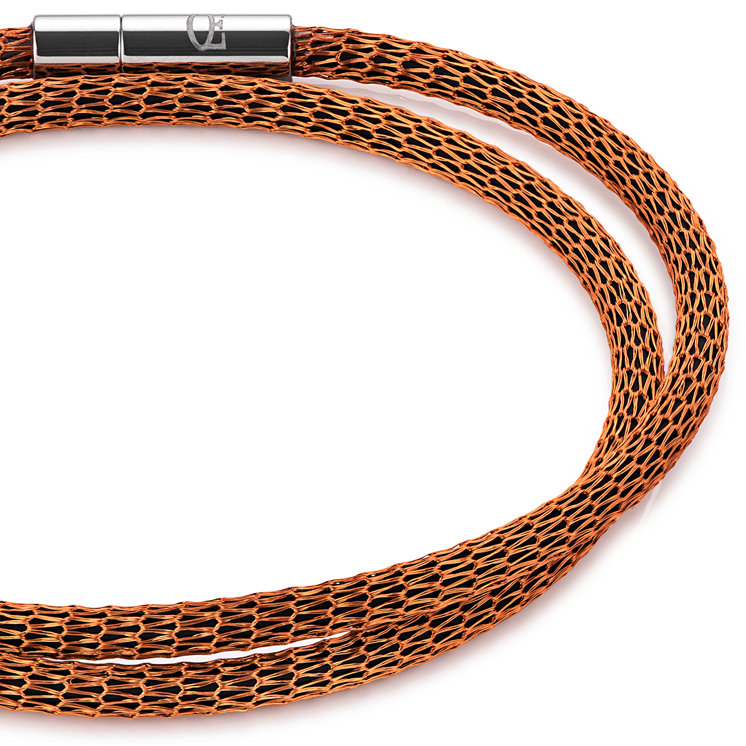 Armband Mesh versilbert & emailliert orange