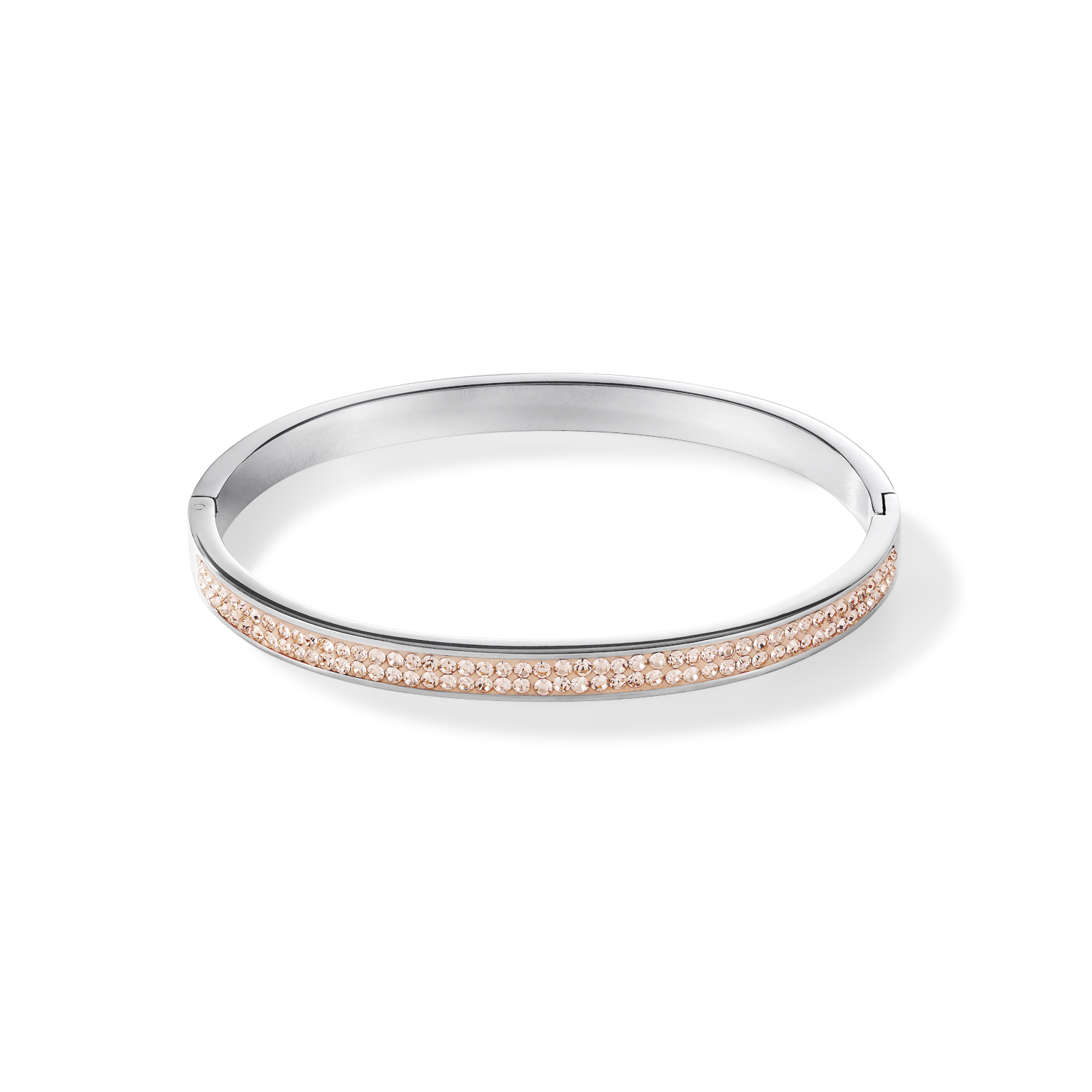 Armreif Edelstahl & Kristalle Pavé peach Größe 17 cm