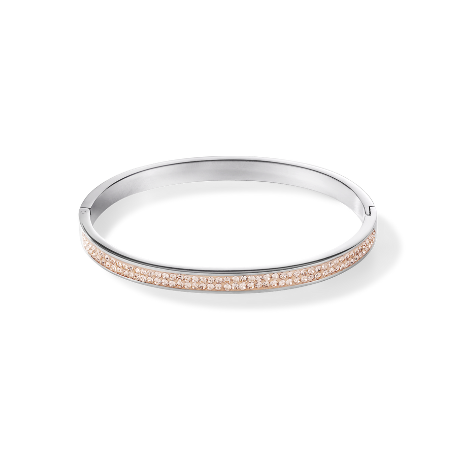 Armreif Edelstahl & Kristalle Pavé peach Größe 17 cm