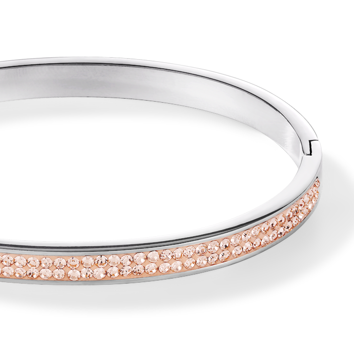 Armreif Edelstahl & Kristalle Pavé peach Größe 17 cm