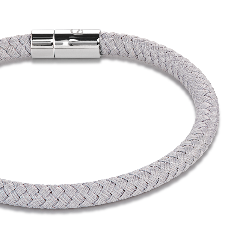 Armband Textil geflochten hellgrau
