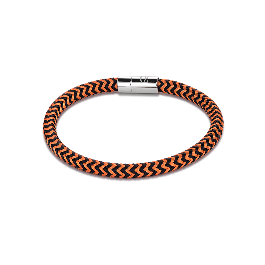 Armband Metall geflochten orange-schwarz