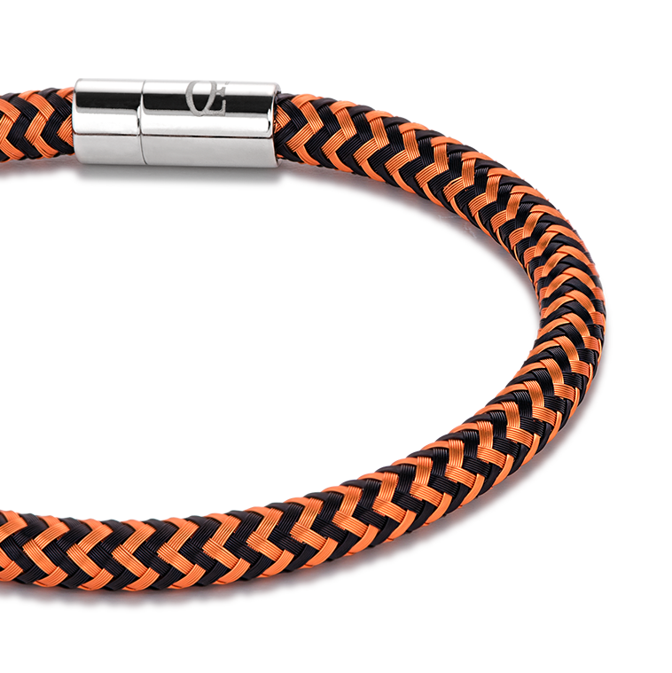 Armband Metall geflochten orange-schwarz