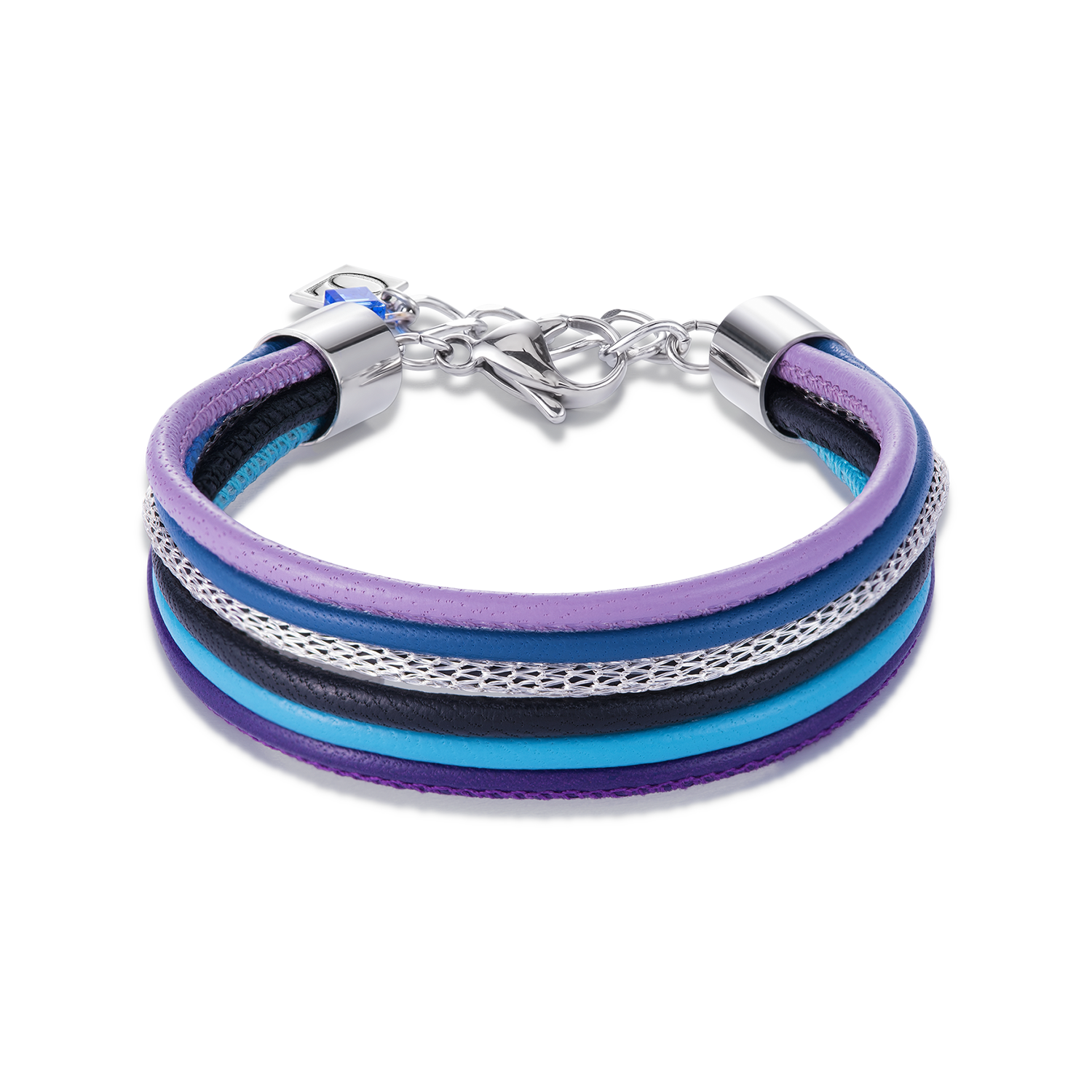 Armband Multirow Nappa-Leder & Mesh blau-lila