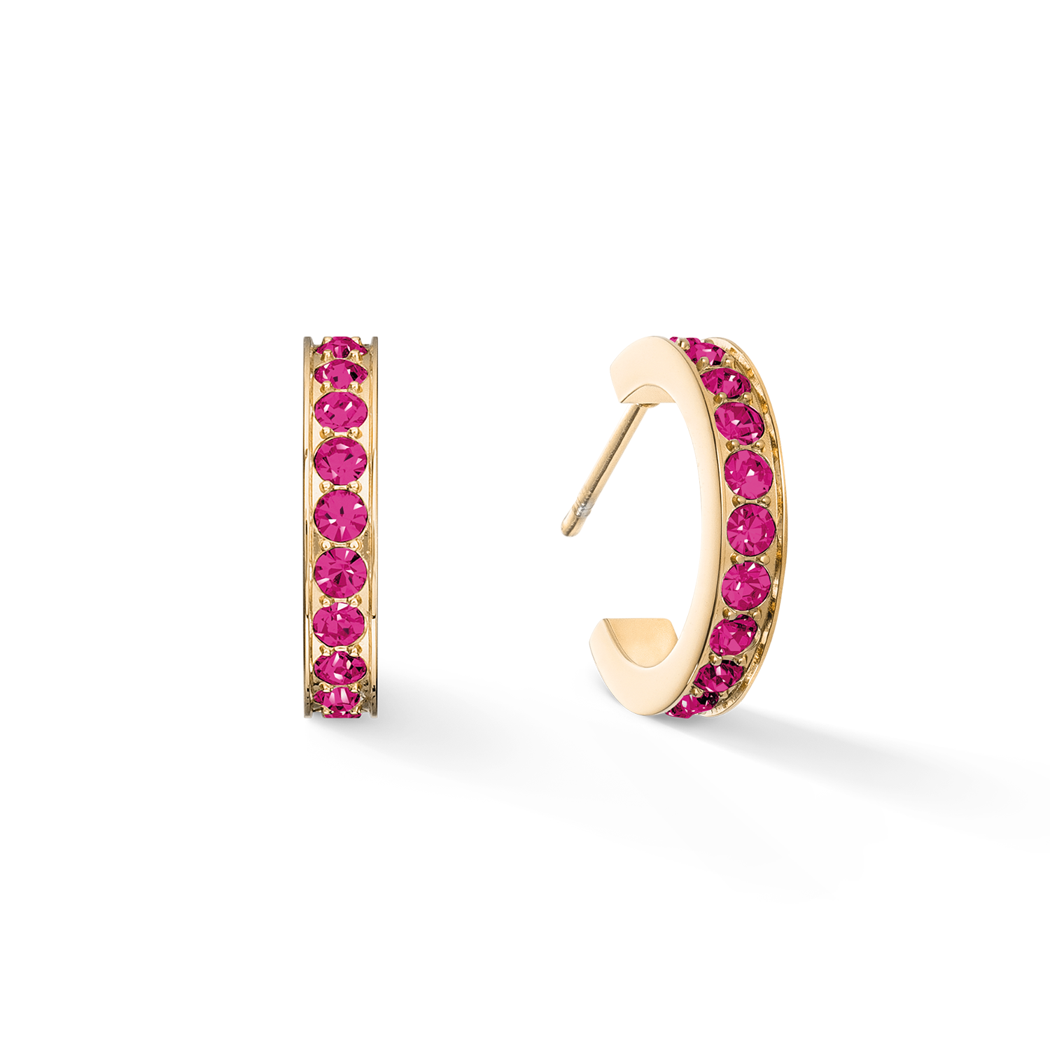 Ohrringe Creole 15 Edelstahl & Kristalle Gold Pink