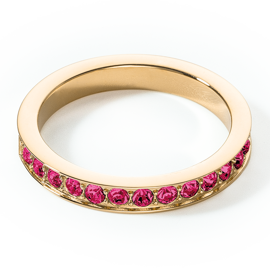 Ring Edelstahl & Kristalle Gold Pink