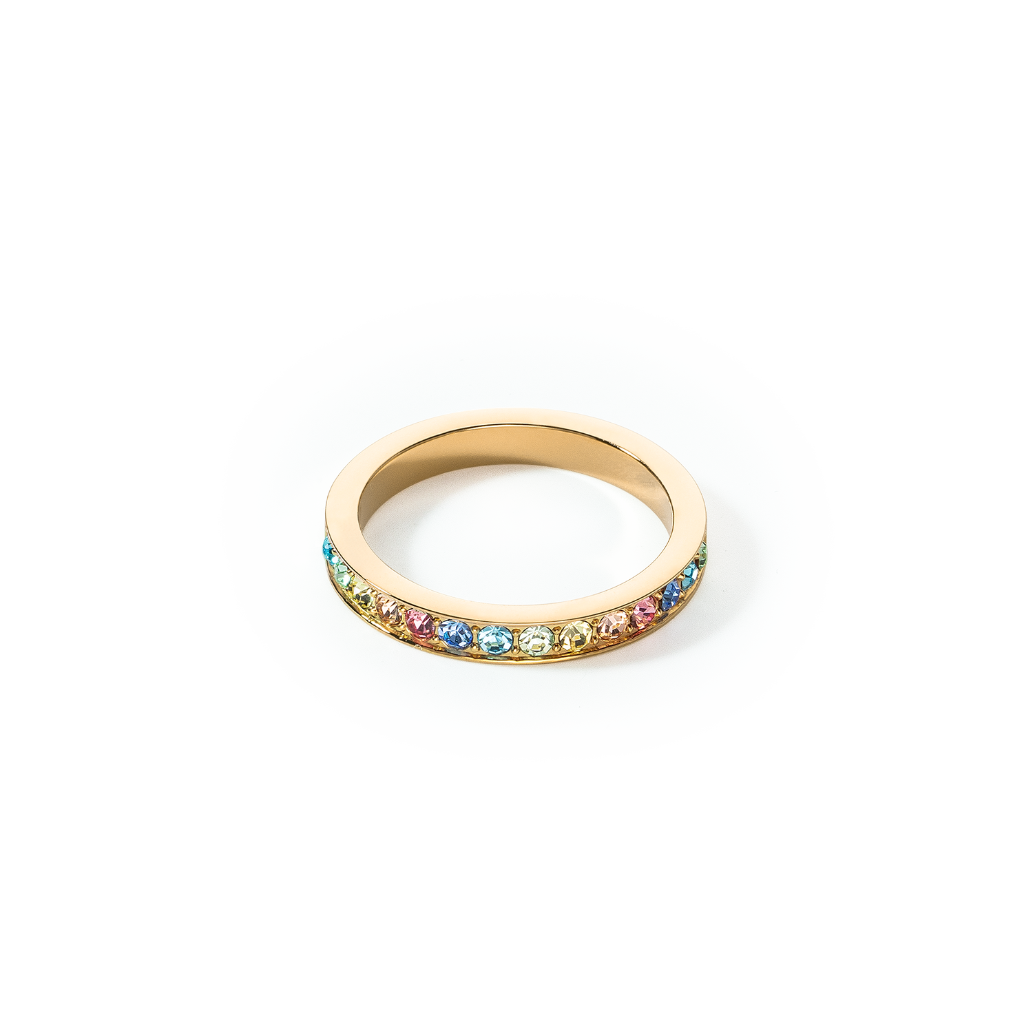Ring Edelstahl & Kristalle slim gold multicolor pastell