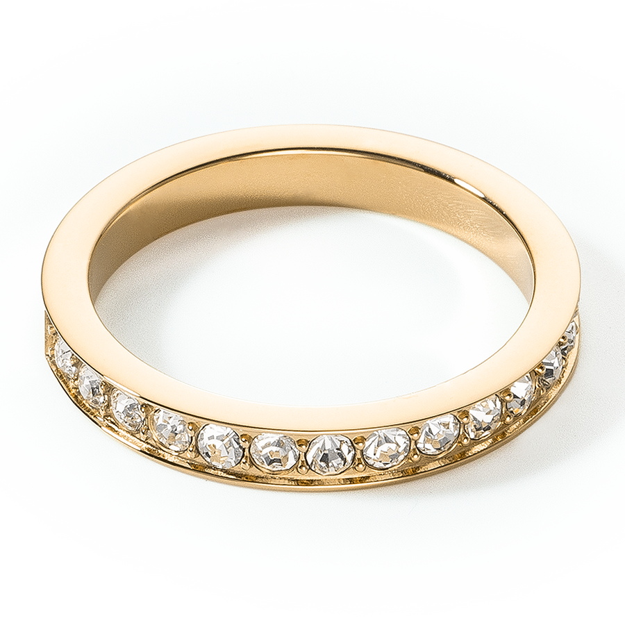 Ring Edelstahl & Kristalle slim gold kristall