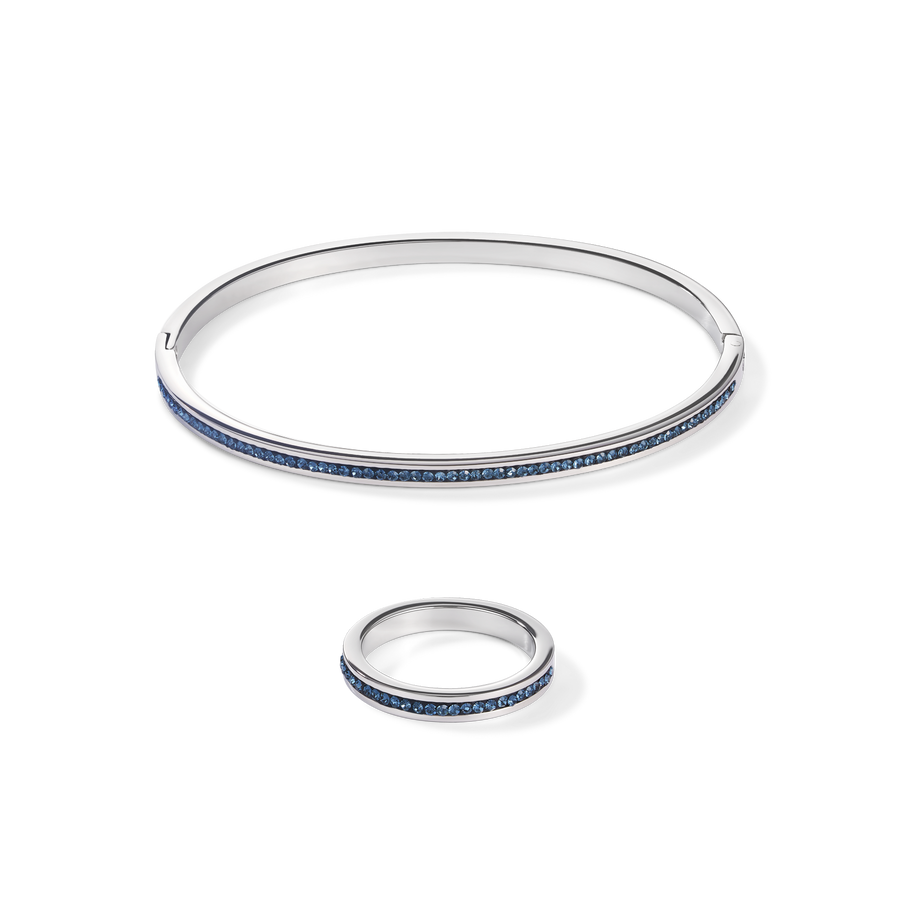 Ring Edelstahl silber & Kristalle Pavé montana