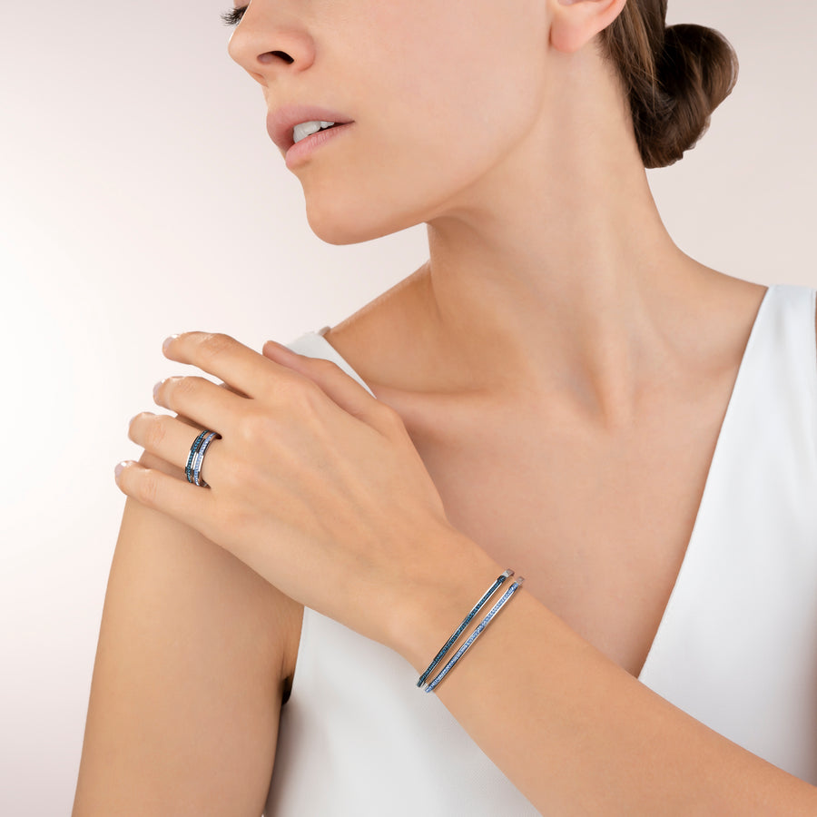 Ring Edelstahl silber & Kristalle Pavé montana