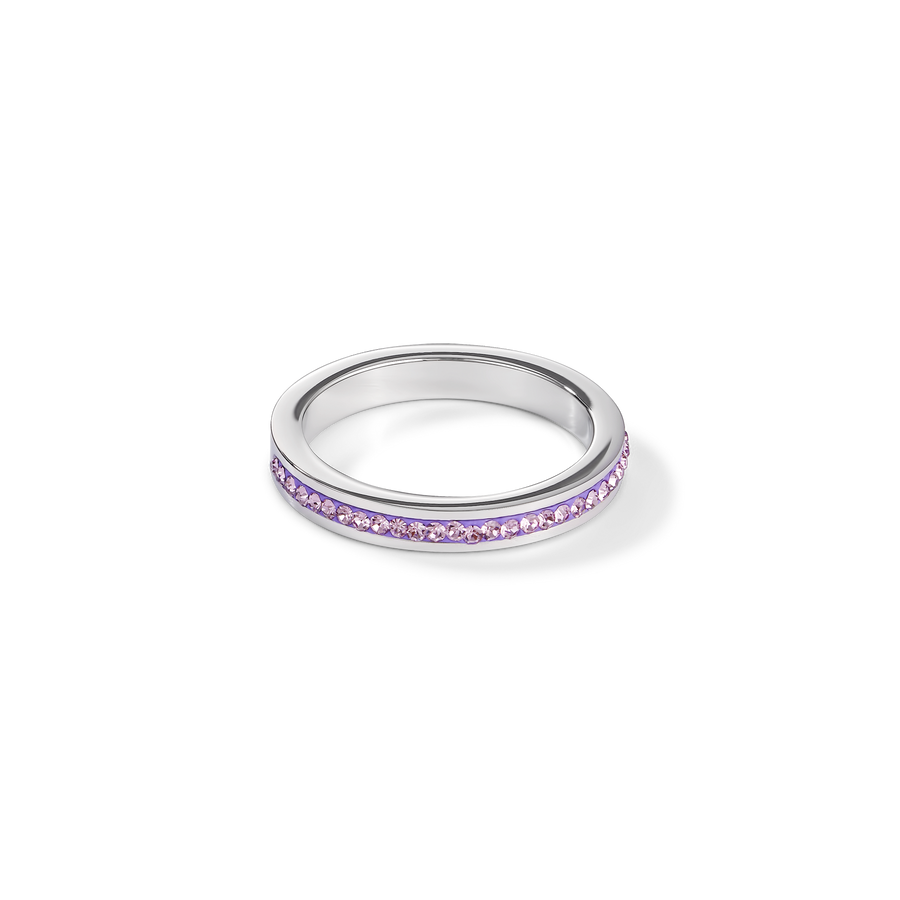 Ring Edelstahl silber & Kristalle Pavé hell-amethyst