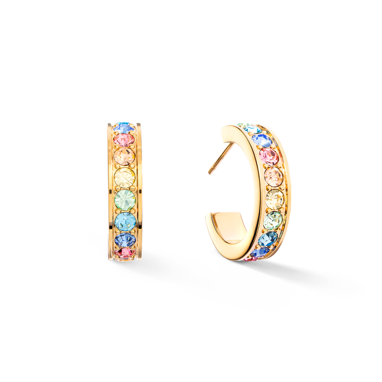 Ohrringe Creole 20 Edelstahl & Kristalle gold multi pastell