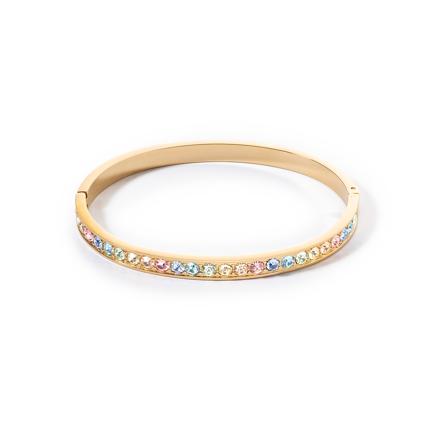 Armreif Edelstahl & Kristalle gold multi pastell (Größe 17 cm)