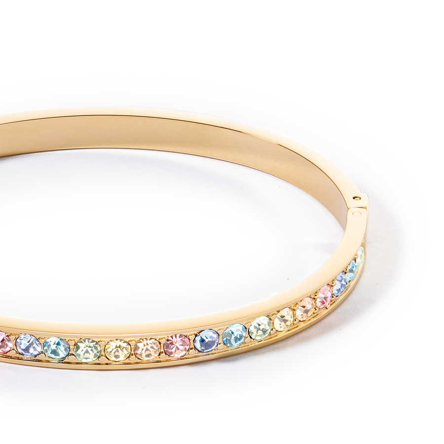 Armreif Edelstahl & Kristalle gold multi pastell (Größe 17 cm)