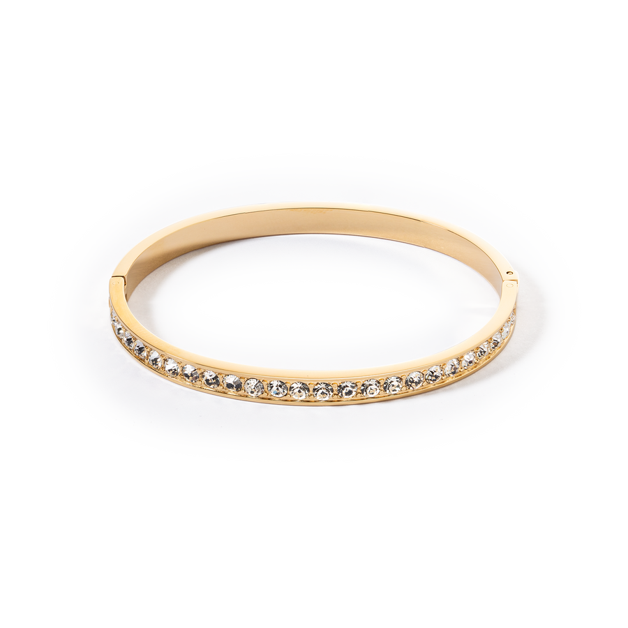 Armreif Edelstahl & Kristalle gold kristall (Größe 17 cm)
