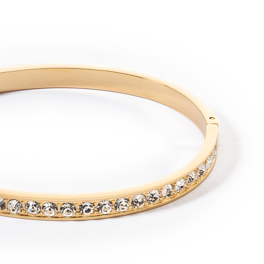 Armreif Edelstahl & Kristalle gold kristall (Größe 17 cm)