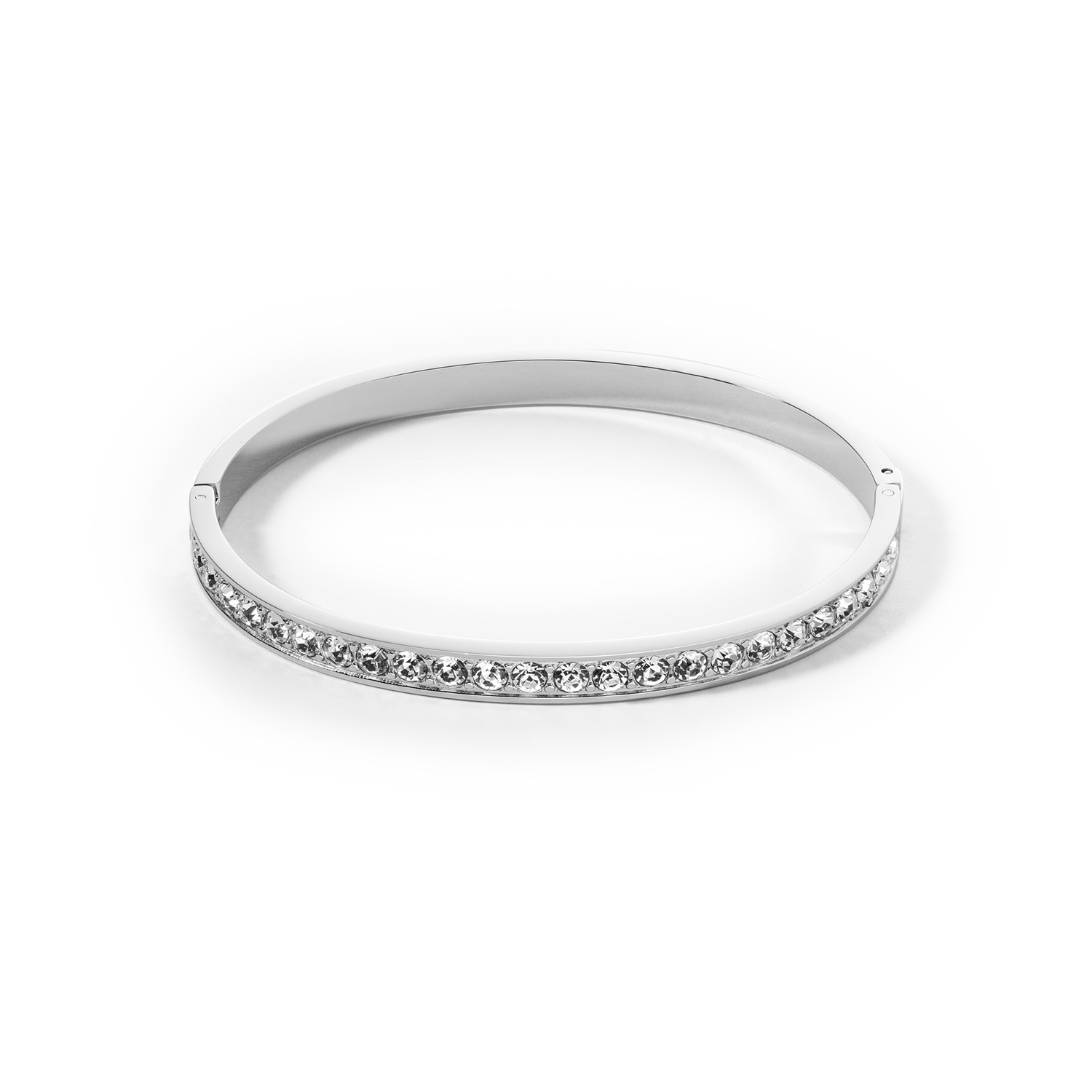 Armreif Edelstahl & Kristalle silber kristall (Größe 17 cm)