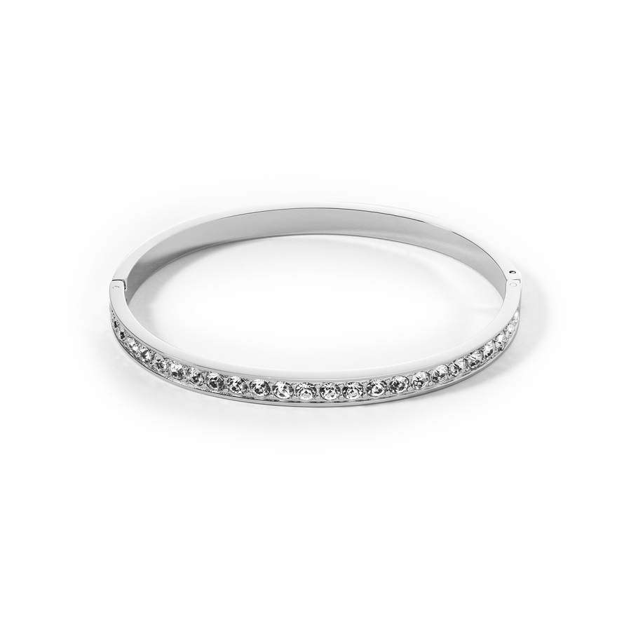 Armreif Edelstahl & Kristalle silber kristall (Größe 17 cm)