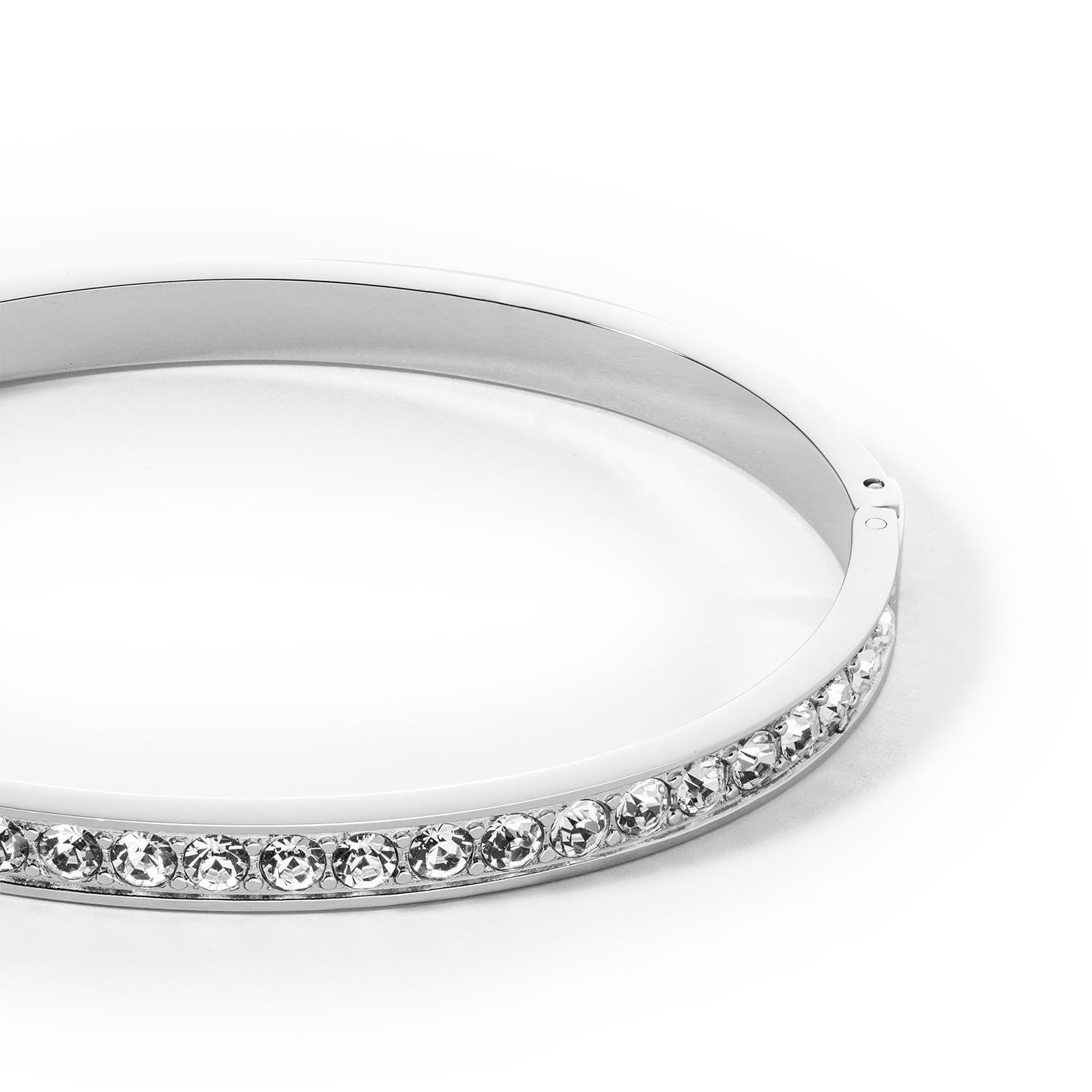 Armreif Edelstahl & Kristalle silber kristall (Größe 17 cm)