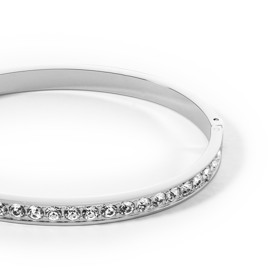 Armreif Edelstahl & Kristalle silber kristall (Größe 17 cm)