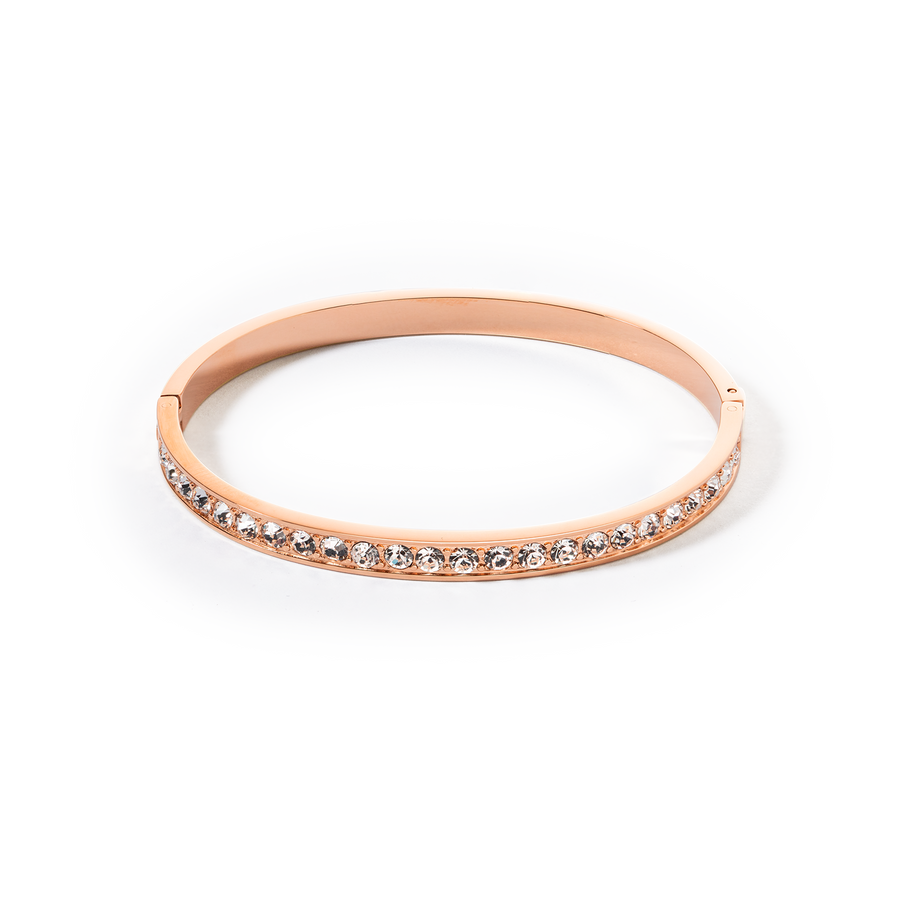 Armreif Edelstahl & Kristalle roségold kristall (Größe 19 cm)