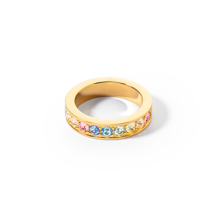 Ring Edelstahl & Kristalle gold multi pastell