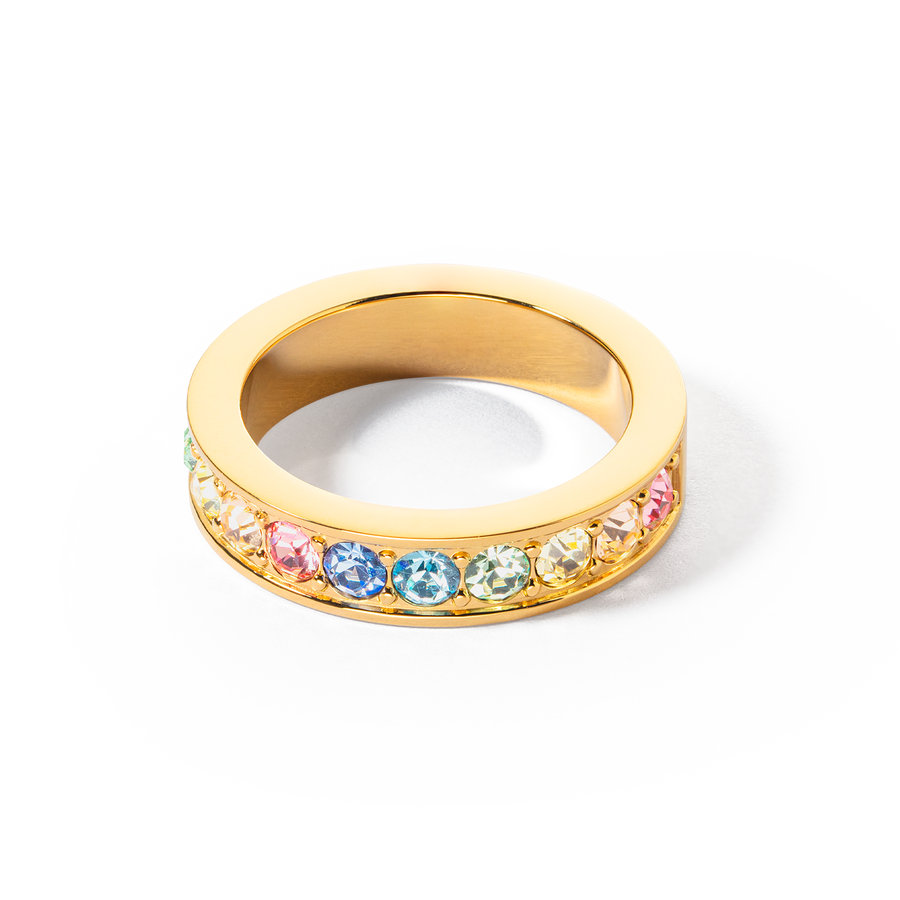 Ring Edelstahl & Kristalle gold multi pastell
