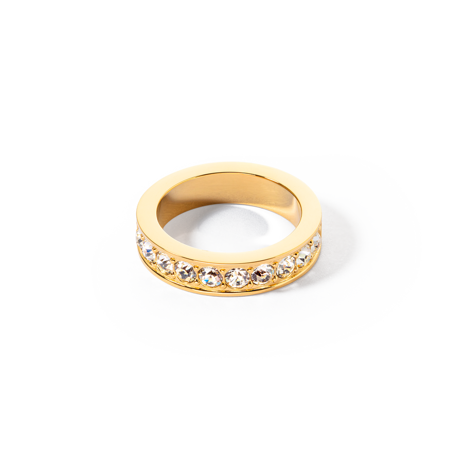 Ring Edelstahl & Kristalle gold kristall