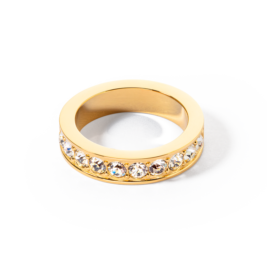 Ring Edelstahl & Kristalle gold kristall