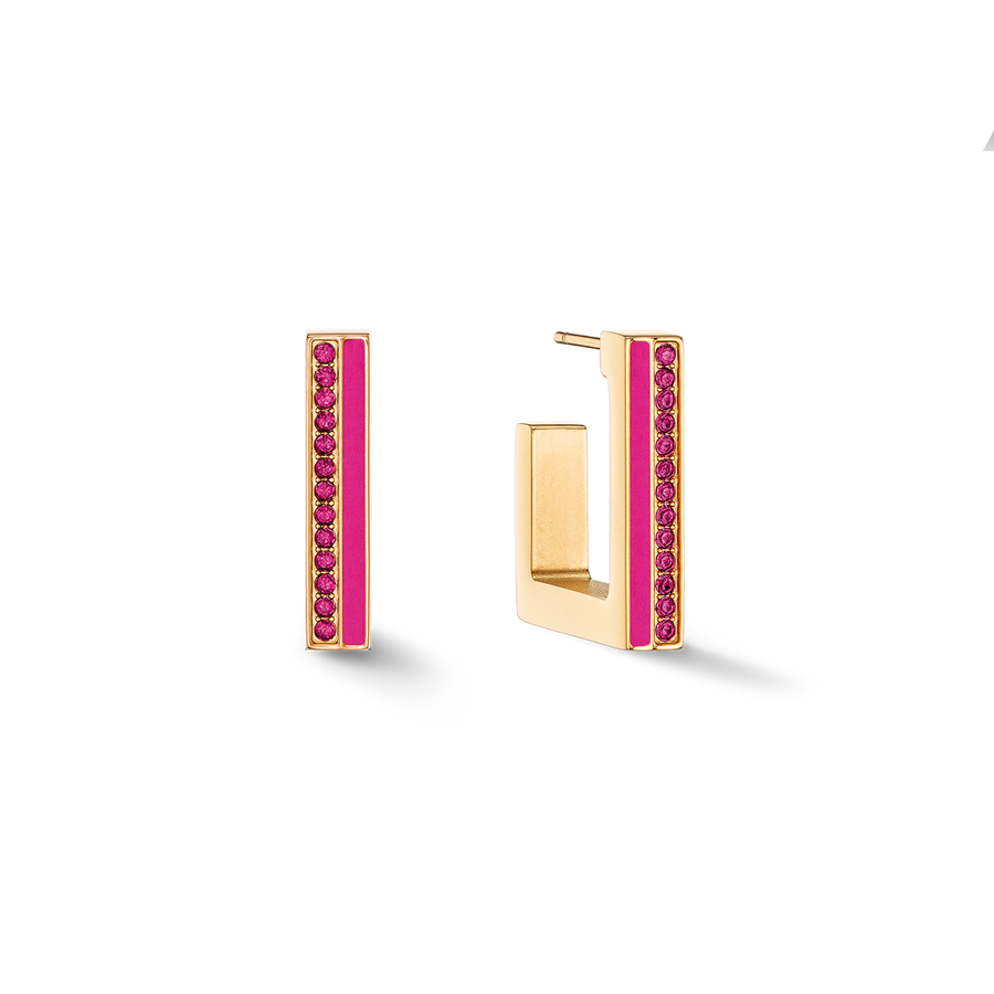 Ohrringe Creole Square Stripes 20 gold-pink