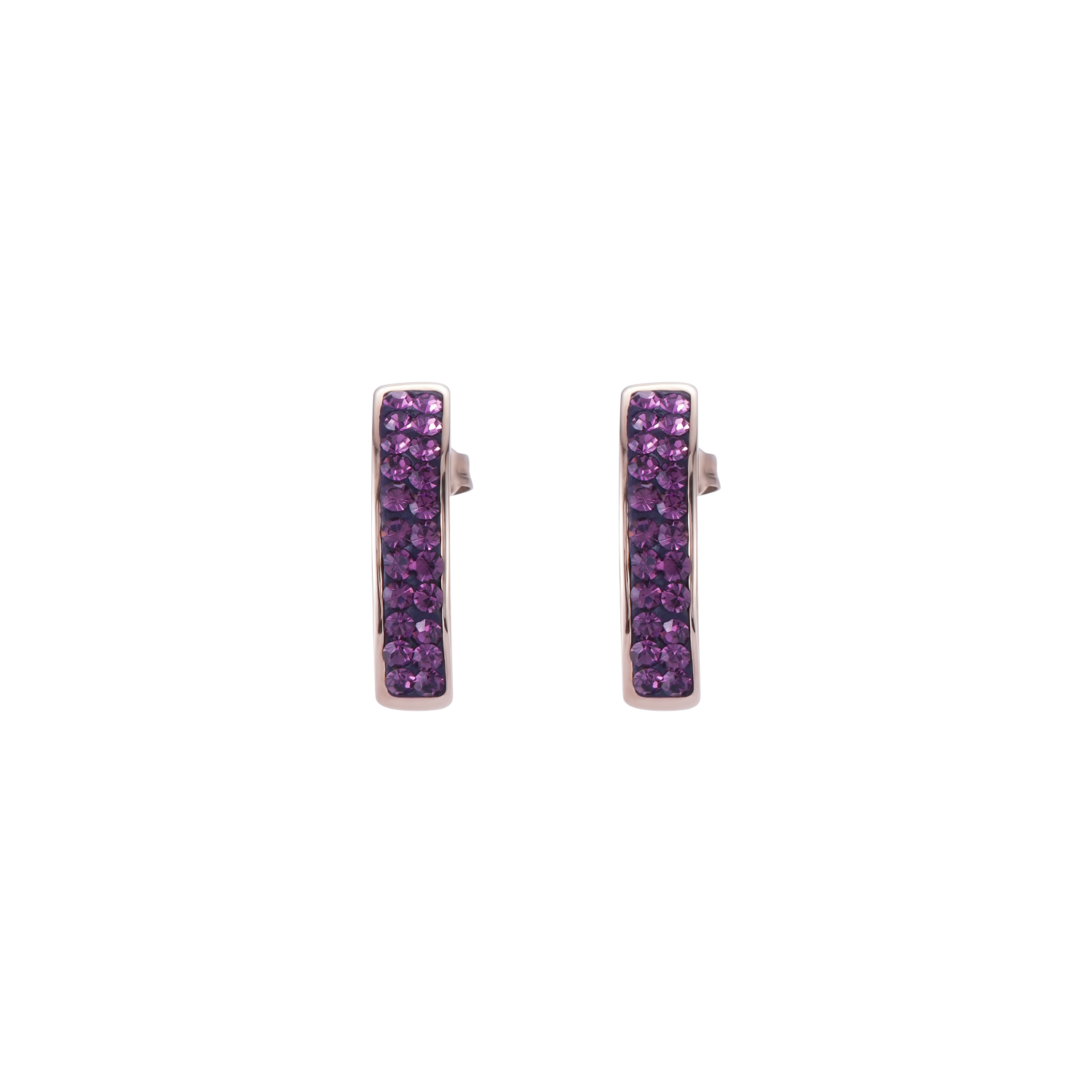 Ohrringe Edelstahl rosegold & Kristalle Pavé Amethyst