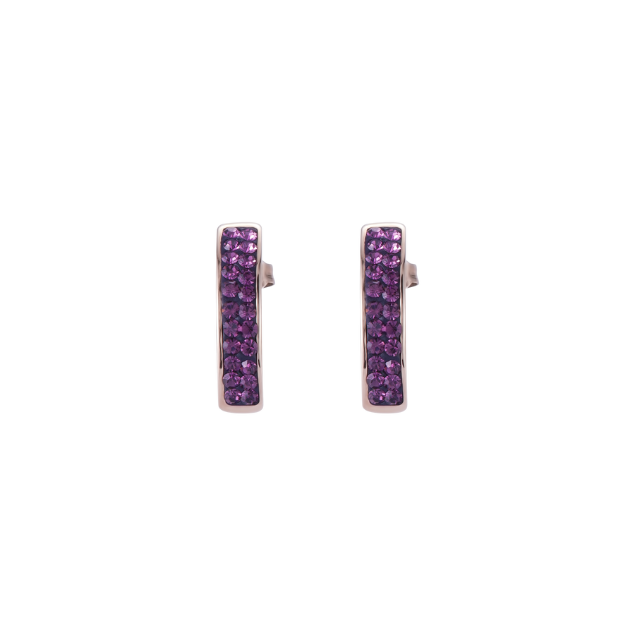 Ohrringe Edelstahl rosegold & Kristalle Pavé Amethyst